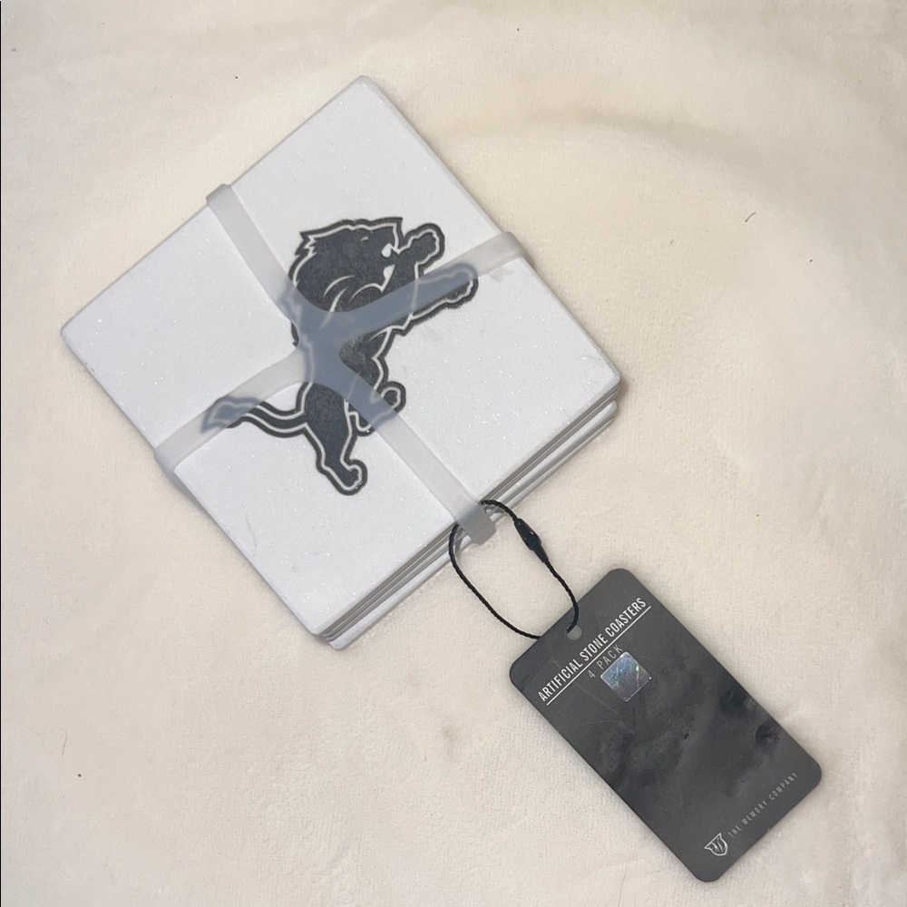 Detroit Lions Artificial Stone‎ Coasters – 4 Pack – NWT